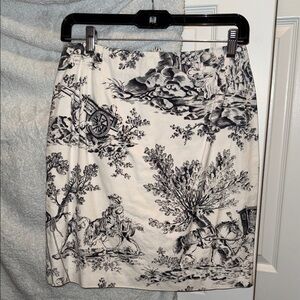 Classic French toile Black and White Printed Skirt
